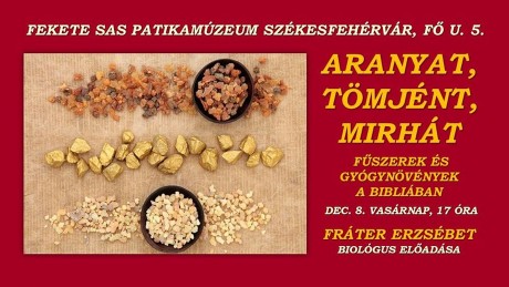 Aranyat, tömjént, mirhát - fűszerek és gyógynövények a Bibliában - Fráter Erzsébet előadása